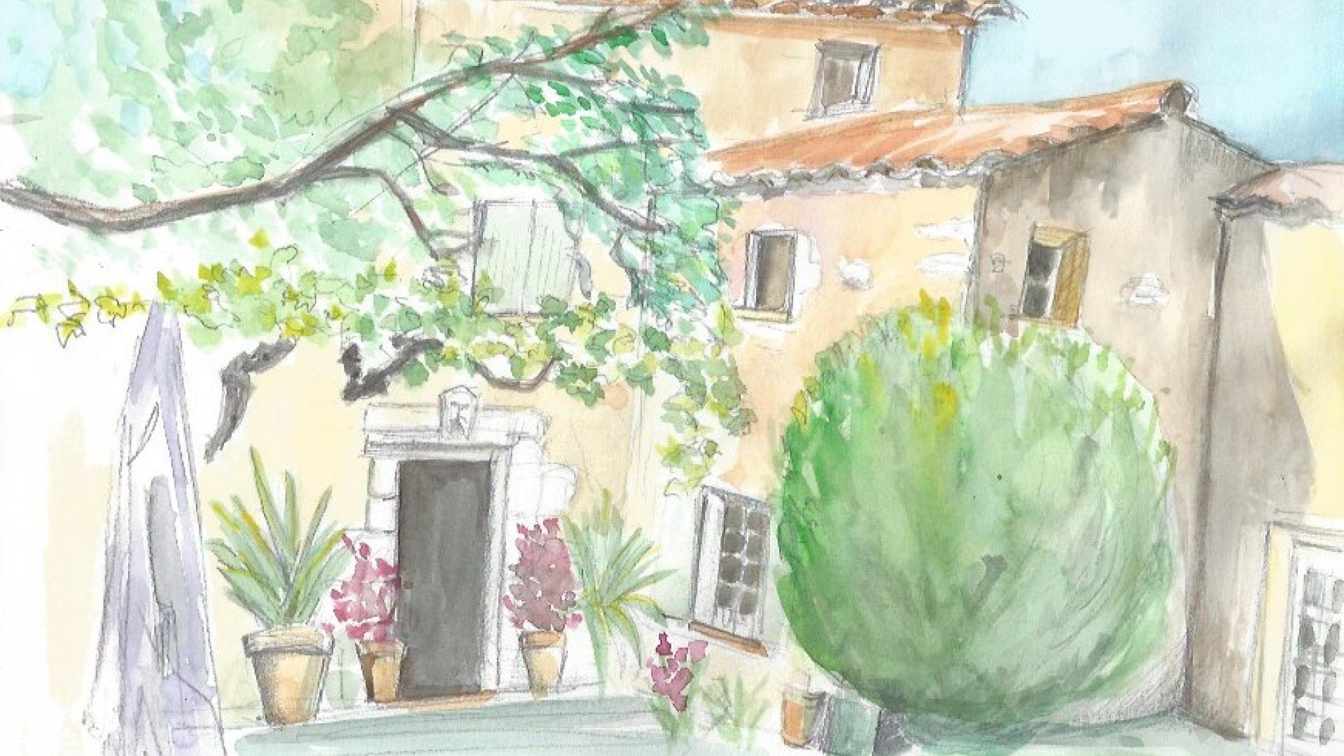 les peintres ! Aquarelle du mas de Roussillon Sylvie Mannereau 